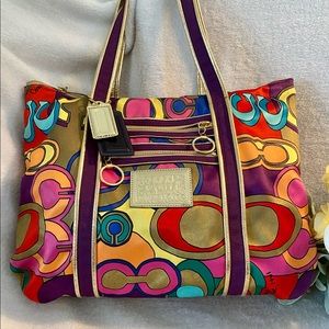 Coach Multicolor Graphic C Poppy Tote RARE!